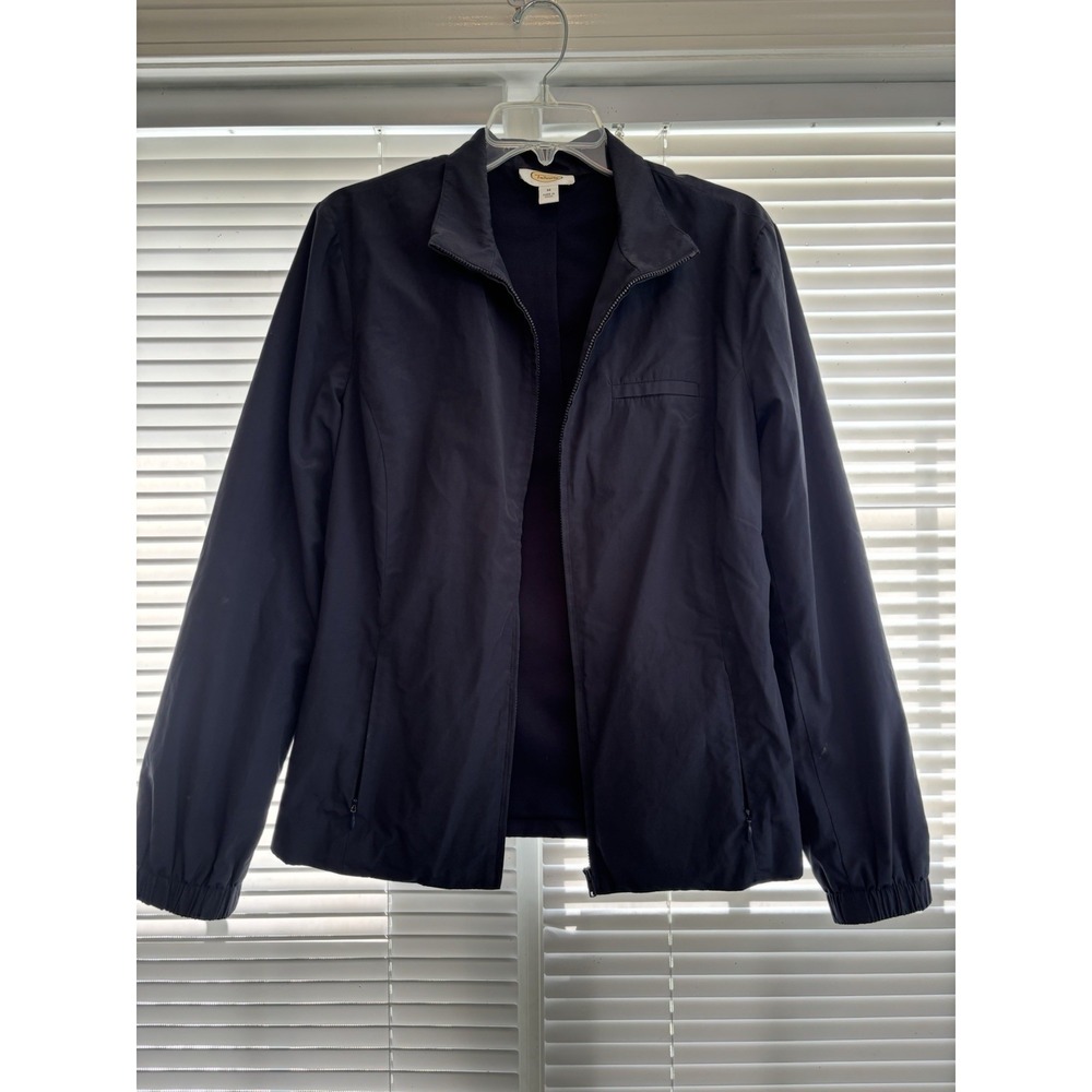Talbots Medium Navy Blue Cotton Nylon Utility Field Jacket Zip Up Coat